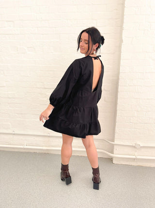 Daisy Black Organic Cotton Mini Dress - By Megan Crosby