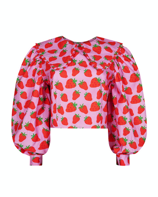 Lennie Strawberry Print Oversized Collar Shirt