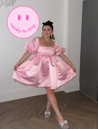 READY TO SHIP: Bea Satin Mini Dress - Baby Pink