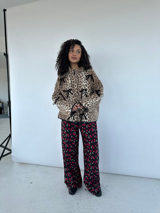 Stella Leopard Print Fleece Zip-Up Jacket