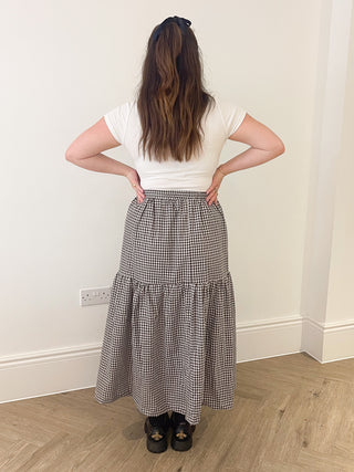 Alice Black and White Gingham Maxi Skirt