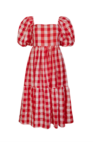 Laura Red Gingham Midi Dress
