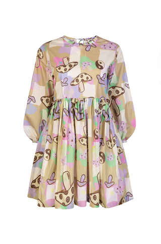 Lila Organic Cotton Mini Dress in Totally Toadstool
