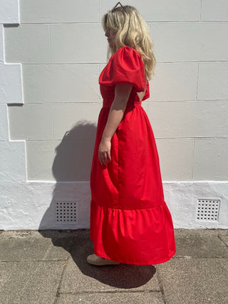 Charlotte Organic Cotton Red Maxi Dress