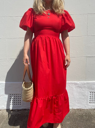 Charlotte Organic Cotton Red Maxi Dress