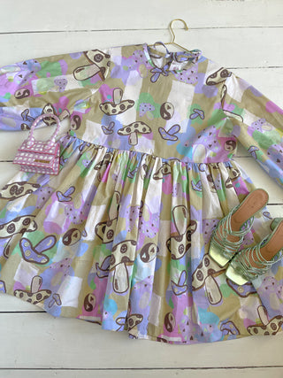 Lila Organic Cotton Mini Dress in Totally Toadstool