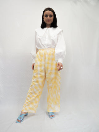 Rae Yellow Gingham High Waist Trousers - By Megan Crosby
