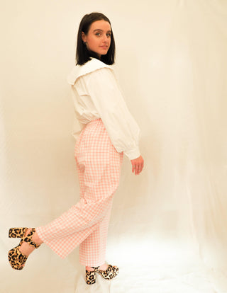 Rae Organic Cotton Pink Gingham Trousers - By Megan Crosby